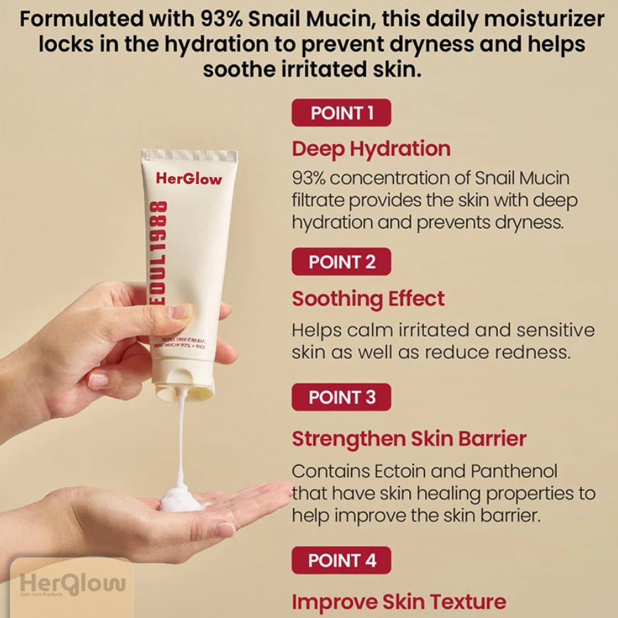 HerGlow™ - Cream : Snail Mucin 97% + Rice