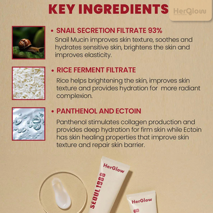 HerGlow™ - Cream : Snail Mucin 97% + Rice